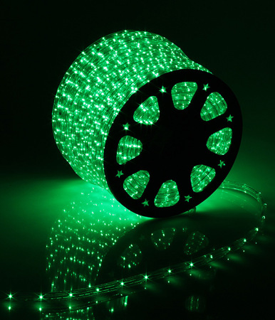 Светодиодный Дюралайт Ø13 мм Зеленый, 36 LED/м, Свечение 180°, IP54, Бухта 100м