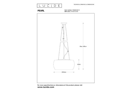 Подвесной светильник Lucide Pearl 70463/05/11