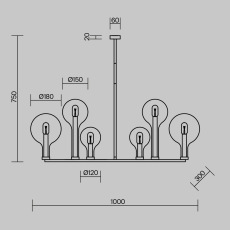 Подвесной светильник Status E14х6, MOD333PL-06B1