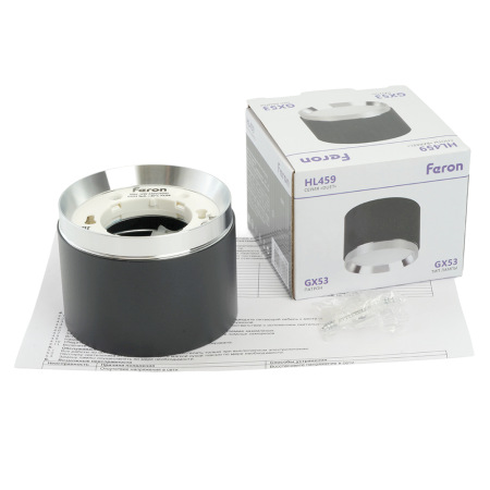 Светильник потолочный Feron Barrel DUET HL459 12W, 230V,GX53, черный + хром IP20