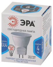 Лампа светодиодная ЭРА GU4 4W 4000K матовая LED MR11-4W-4000K-GU4 Б0049066