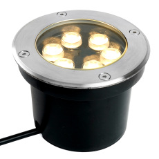 Светодиодный светильник тротуарный (грунтовый) Feron SP2802, 6W, AC12-24V, низковольтный, 3000К, металлик, D120*H90mm, вн.диаметр: 90mm, IP67