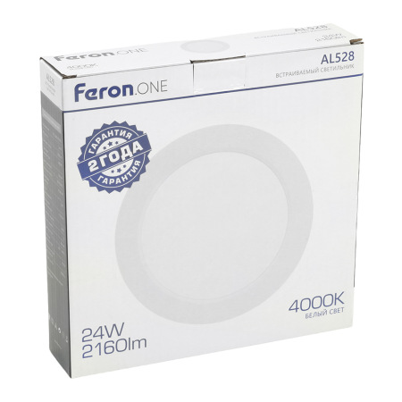 Светодиодный светильник Feron.ONE AL528 встраиваемый 24W 4000K белый