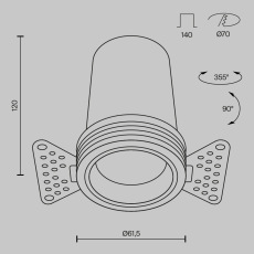 Встраиваемый светильник FOCUS LED 4000K 12Вт 60°, DL125-L12-4K-TRS-B