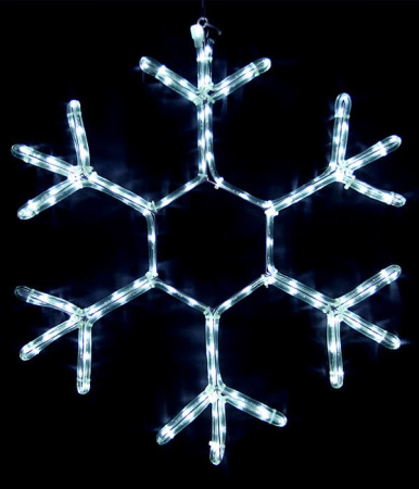 Светодиодная Снежинка Ø0,7м Белая, Дюралайт на Металлическом Каркасе, IP54