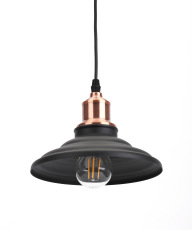 Светильник подвесной (подвес) ЭРА PL4 BK/RC металл, E27, max 60W, высота плафона 130мм, подвеса 800мм, черный/медь