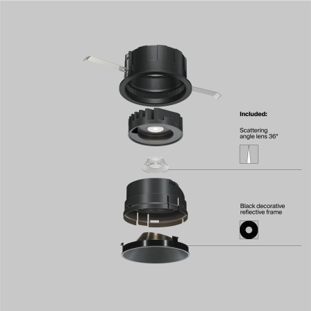 Встраиваемый светильник Wise 4000K 10W 36°, DL057-10W4K-B