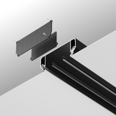 Заглушка декоративная черная 2шт. + фиксирующая черная 2шт. для профиля ALM-9940-SC