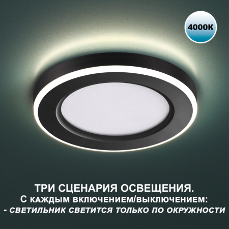 359015 SPOT NT23 297 черный Светильник встраиваемый светодиодный (три сценария работы) IP20 LED 4000К 12W+4W 100-265V 1120Лм SPAN