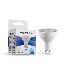 Лампа светодиодная Voltega GU10 6W 4000К прозрачная VG2-S1GU10cold6W-D 7109