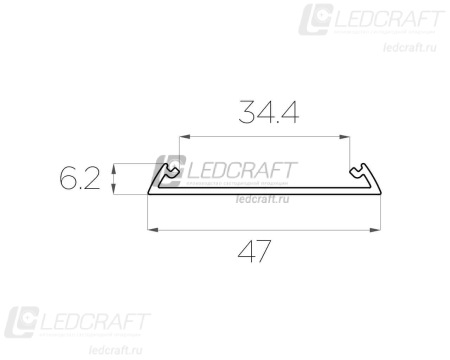 Профиль накладной алюминиевый LC-LP-0647-2 Anod