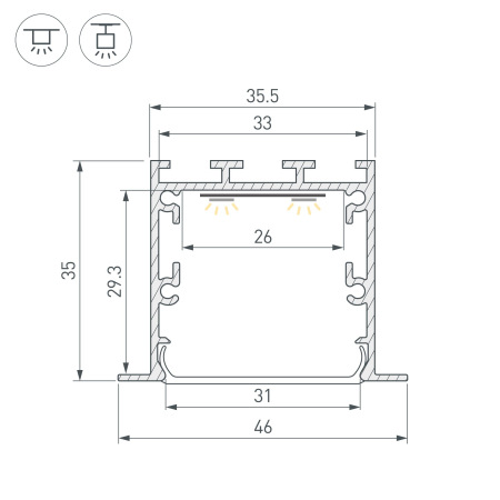 Профиль LINIA49-F-M-2500 WHITE (Arlight, Алюминий)