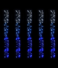 Гирлянда Бахрома с Эффектом Бегущий Огонь 2 x 1 м Бело-Синяя 24В, 320 LED, Провод Прозрачный Силикон, IP65