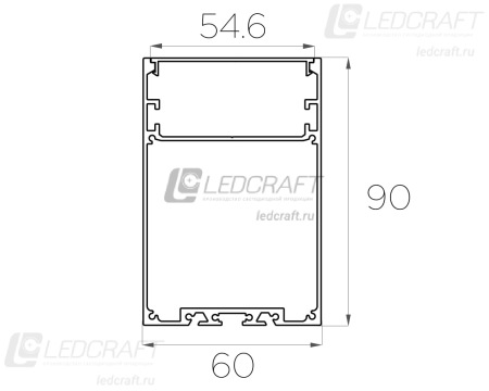 Профиль накладной алюминиевый LC-LP-9060-2 Anod