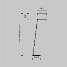 Напольный светильник (торшер) Bergamo E27х1 60Вт, MOD613FL-01B