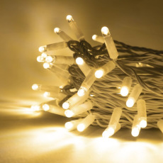 Гирлянда Нить 10м Тепло-Белая 24В, 100 LED, Провод Белый Каучук 2,3мм, IP65