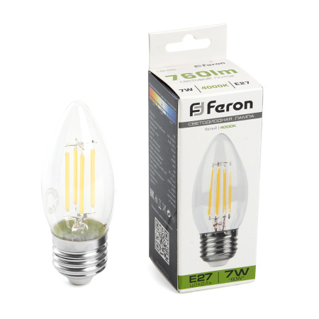 Лампа светодиодная Feron LB-66 Свеча E27 7W 4000K