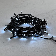 Гирлянда Нить 10м Белая 220В, 100 LED, Провод Черный ПВХ, IP54
