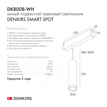 Трековый светильник Denkirs DK8008-WH
