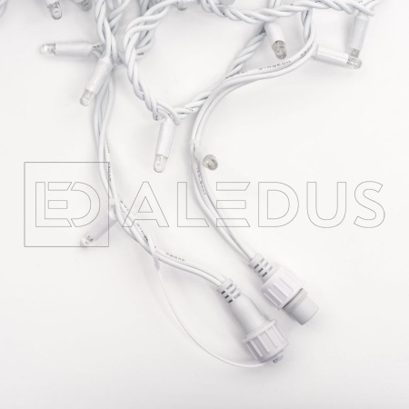 Гирлянда (Нить) ALEDUS 10 м, белый провод, каучук (резина), теплый белый, без мерцания