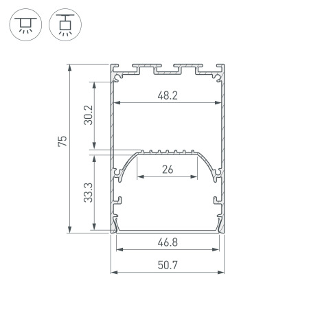 Профиль LINE-S-5075-2000 BLACK (Arlight, Алюминий)