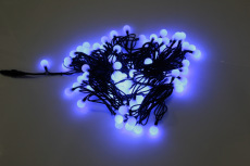 LED-PLR-100-15M-240V-B/BL 100 LED цвет синий, белые матовые шарики D2,5см, 15m, черный кауч.провод,