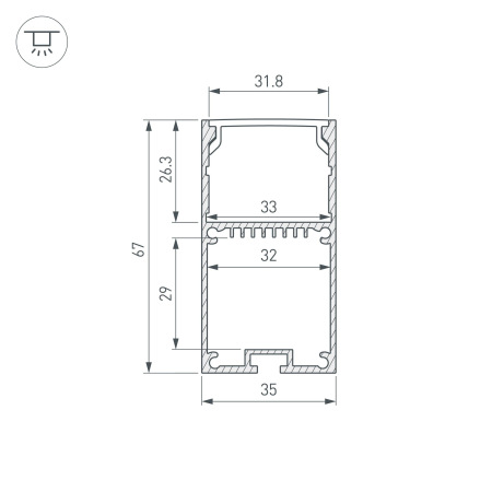 Профиль LINE-S-3667-3000 BLACK  (Arlight, Алюминий)