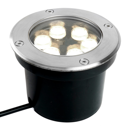 Светодиодный светильник тротуарный (грунтовый) Feron SP2802, 6W, AC12-24V, низковольтный, 4000К, металлик, D120*H90mm, вн.диаметр: 90m, IP67