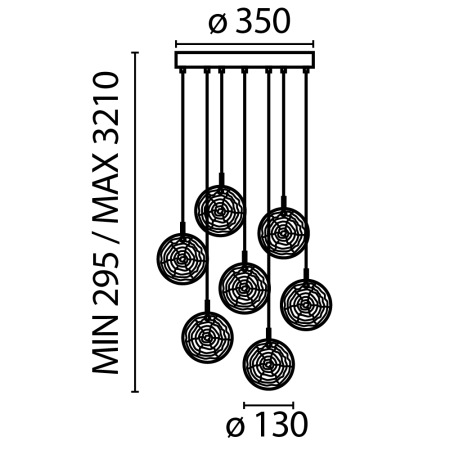 Подвесной светильник Frozen G4х7, MOD254PL-07BS