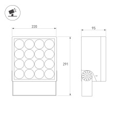 Светильник ALT-BLOCK-S220x220-50W Day4000 (GR, 36 deg, 230V) (Arlight, IP66 Металл, 3 года)