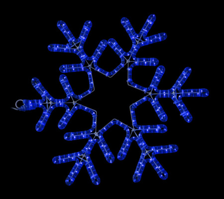 Светодиодная Снежинка Ø0,5м Синяя, Дюралайт на Металлическом Каркасе, IP54