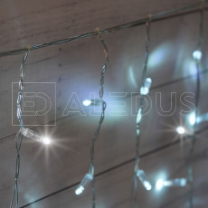Бахрома (Айсикл) ALEDUS 3x0.9 м, прозрачный провод, ПВХ, белый, с мерцанием