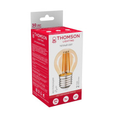 Лампа светодиодная филаментная Thomson E27 7W 2400K шар прозрачная TH-B2126