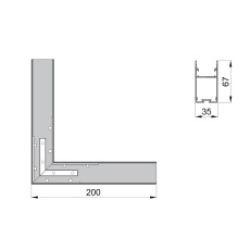 Соединитель  RVE-CONNECT-90  угловой 90° для встраиваемого профиля 35x67 мм.