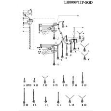Подвесная люстра Lumien Hall BRIANNA LH0009/12P-SGD