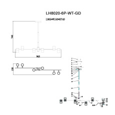 Подвесная люстра Lumien Hall Саурис LH8020/6P-WT-GD