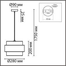 8002/1A MODERNI LN25 белый, черный металл/металл, текстиль Подвес Е27 60W 220V ANIMAISA