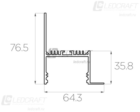 Профиль накладной алюминиевый LC-NKU-7664-2 Anod