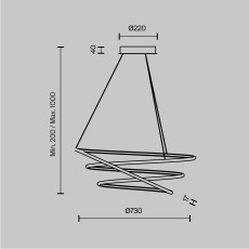 Подвесной светильник Nola 2600-3500К 78Вт, MOD100PL-L88BSK1