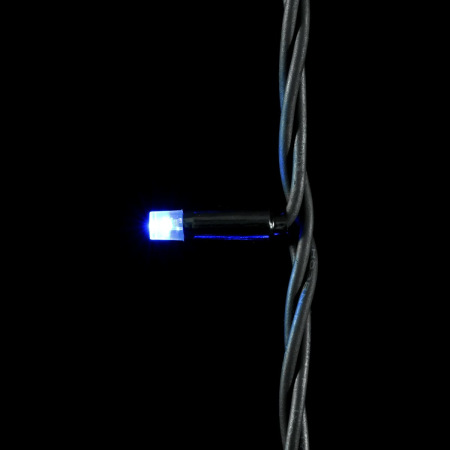 Гирлянда Нить 10м Синяя с Мерцанием Каждого Диода 220В, 75 LED, Провод Черный Каучук, IP54