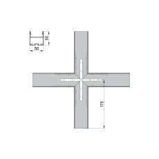 Соединитель  RVE-CONNECT-X  угловой X-образный для встраиваемого профиля 50x50 мм.