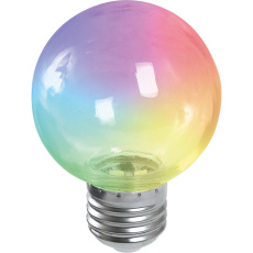 Лампа светодиодная, (3W) 230V E27 RGB G60, LB-371 прозрачный плавная смена цвета