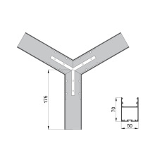 Соединитель  RVE-CONNECT-Y  угловой Y-образный для встраиваемого профиля 50x70 мм.