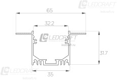 Профиль алюминиевый под шпаклевку LC-LPSH-3265-2 Anod