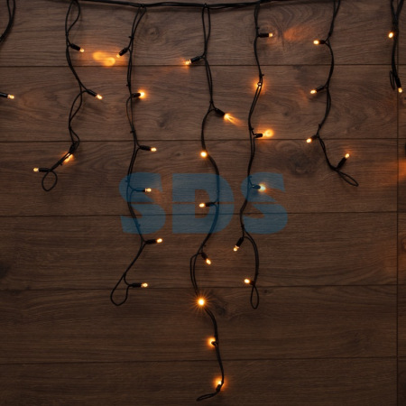 Гирлянда Айсикл Бахромасветодиодная 3,2х0,9 м, с эффектом мерцания, 120 LED, черный провод каучук, теплое белое свечение NEON-NIGHT
