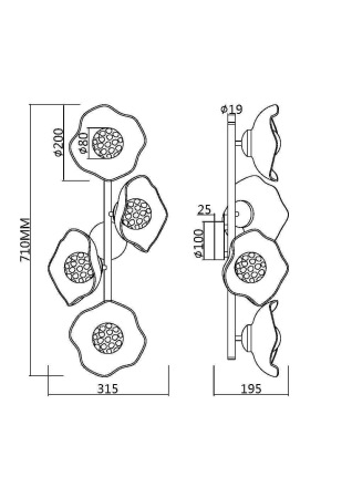 Настенный светильник (бра) Miracle G9х4, MOD207WL-04BS
