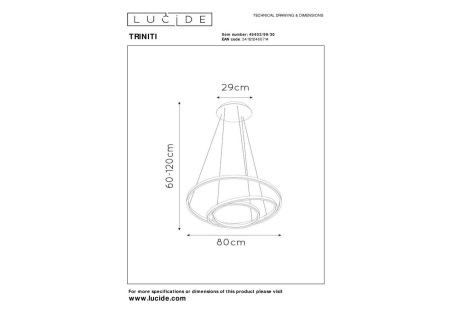 Подвесной светодиодный светильник Lucide Triniti 46402/99/30