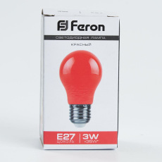 Лампа светодиодная, (3W) 230V E27 красный A50, LB-375