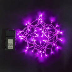 Гирлянда Нить на Батарейках 5м Розовая, 50 LED, Провод Прозрачный Силикон, IP65