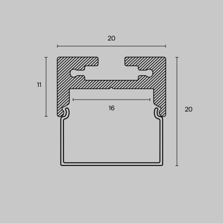 Алюминиевый профиль подвесной -накладной 20x20, ALM-2020B-S-2M